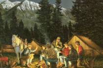 Artist Ron Van Gilder illustrates three of the six tenets of hunting — the people, landscape ...