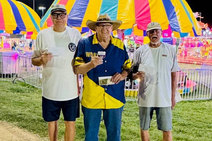 Nevada State Horseshoe Pitching Association pitchers Lathan (Rebel) Dilger (left), Dennis Ander ...