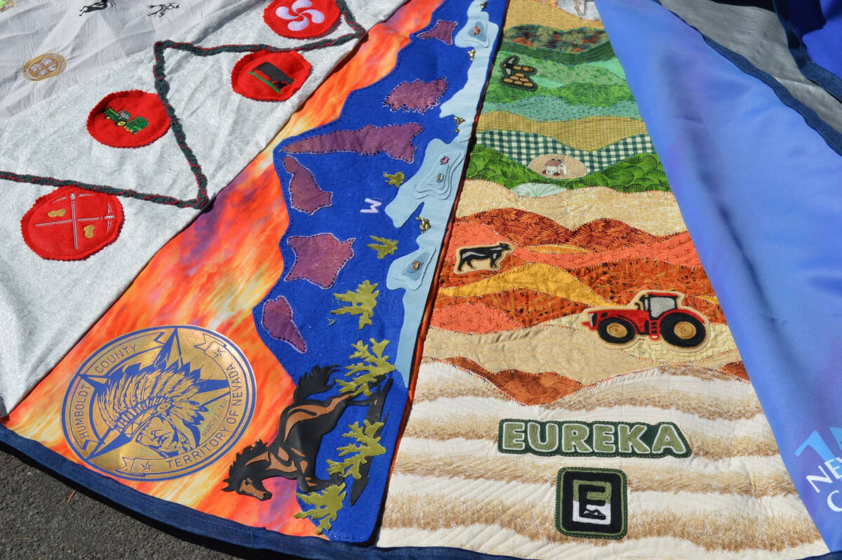 Sewing groups in each of Nevada's 17 counties worked to create panels depicting their county's ...