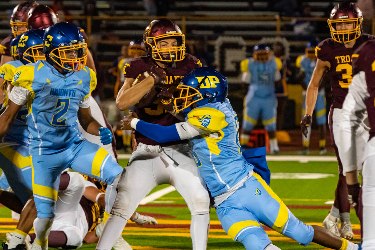Pahrump Valley High School senior running back Joshua Slusher returned to the Trojans in a huge ...