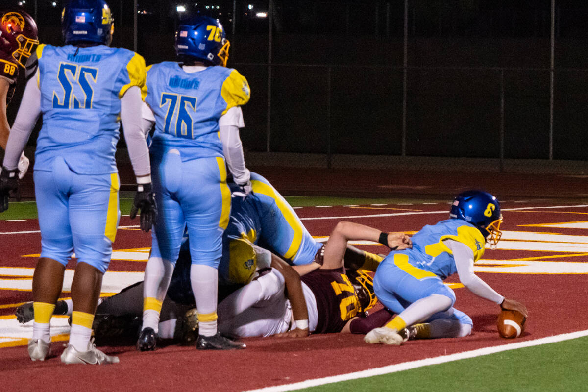 PVHS junior C/DT Billy Sparks makes the tackle on Democracy Prep senior CB/WR/ATH Kalvin Mannin ...