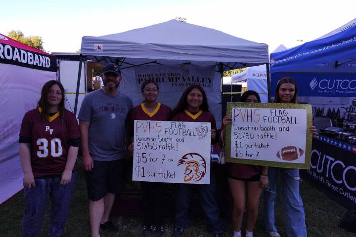 Head coach Jeff Corbet and the Pahrump Valley High School girls flag football program raised ne ...