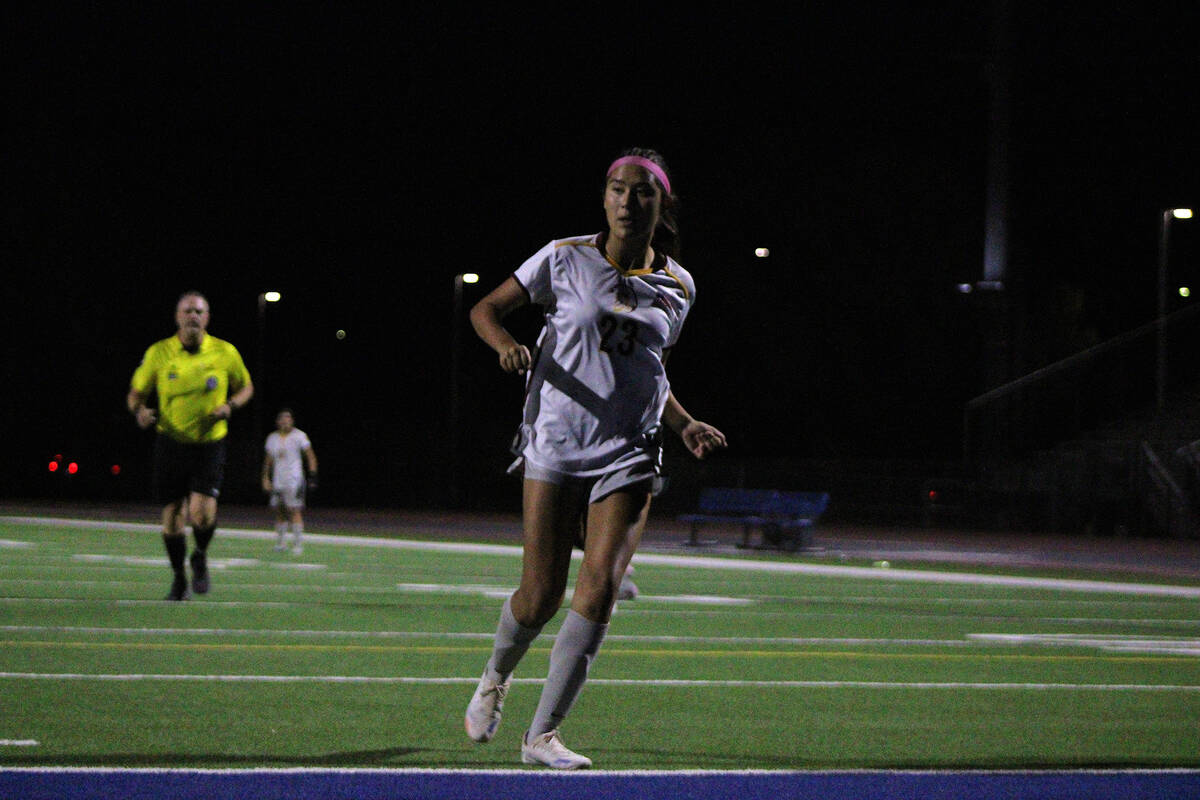 PVHS girls soccer freshman Mary Miller charges her way down the field in a non-league away matc ...