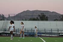 Pahrump Valley High School girls soccer players senior Diona Nixon (left), sophomore Cindal Mon ...