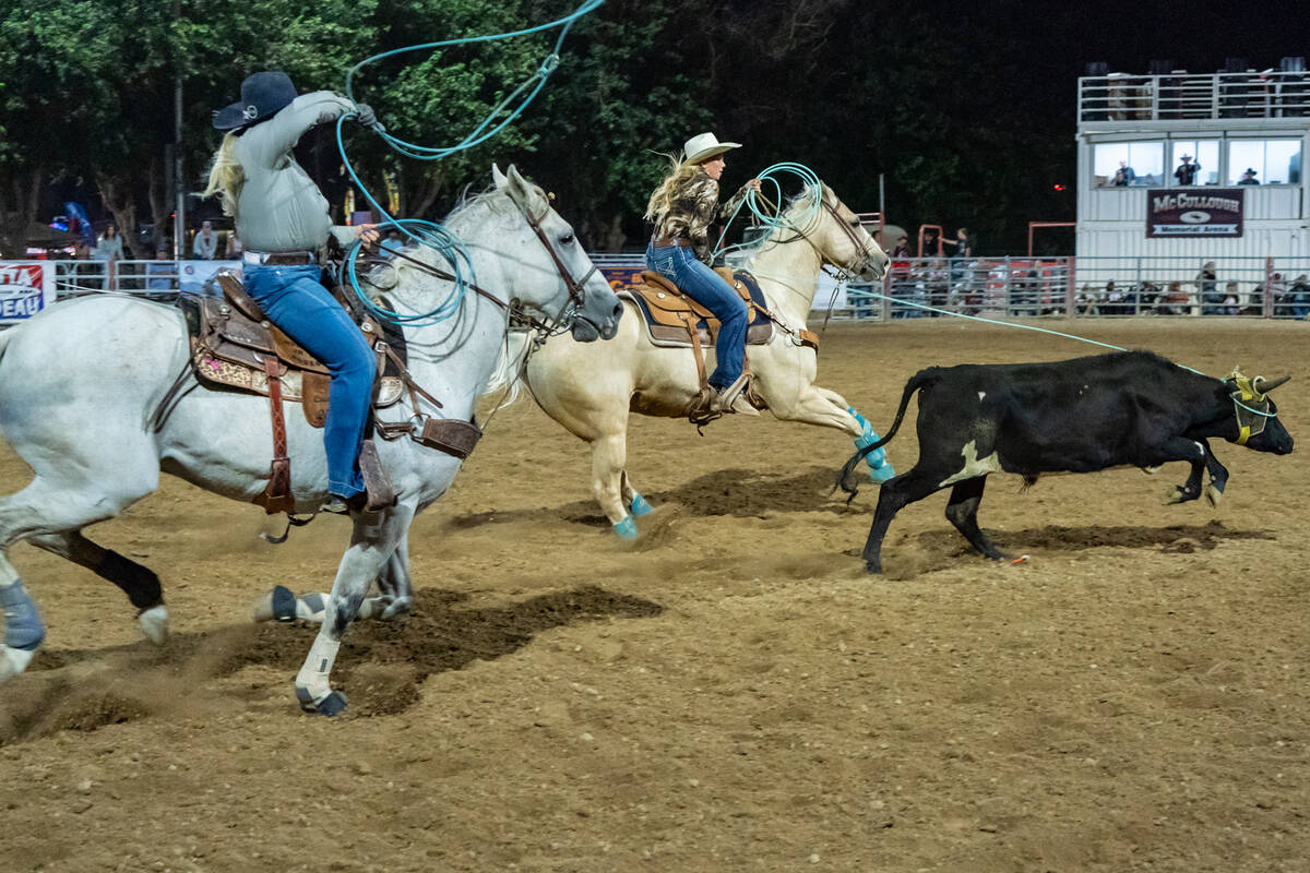 Ladies and gentlemen each had a go at the team roping competitions. (John Clausen/Pahrump Valle ...
