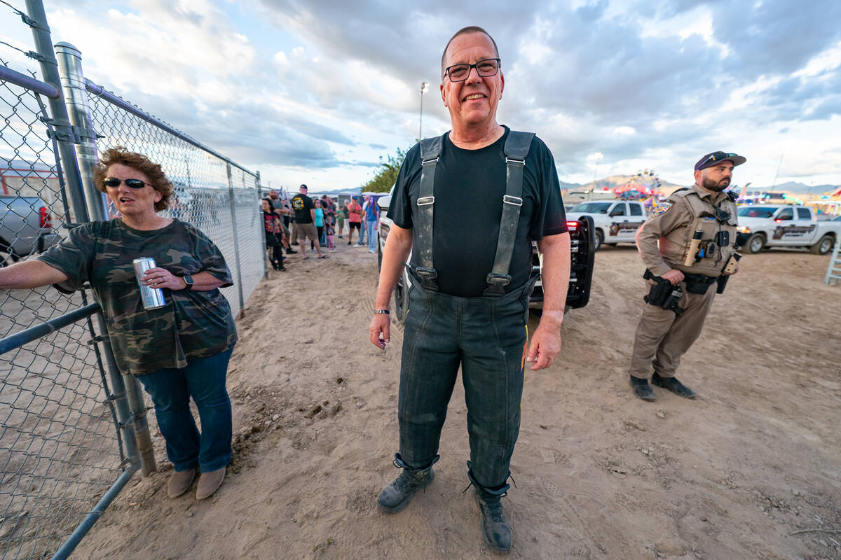 Sheriff Joe McGill wears a dog training “bite suit” for NCSO’s K-9 demonstration at the ...