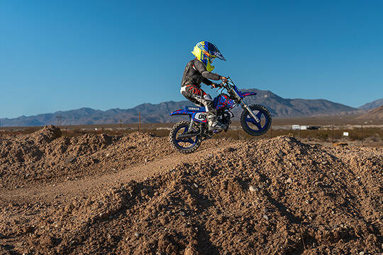 A local youth rider rips up the track at the Pahrump OHV Park which is geared toward youth ride ...