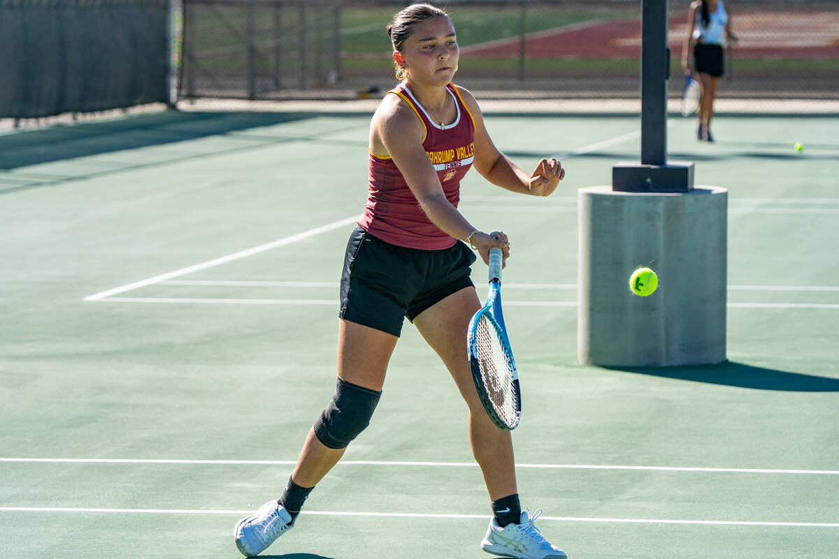 PVHS girls tennis first-year sophomore Aurora Bowers secured her first postseason victory of he ...