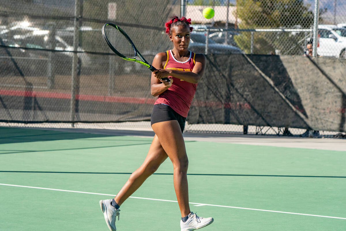 PVHS girls tennis senior Chanel Anthony won two singles sets for the Lady Trojans against Moapa ...