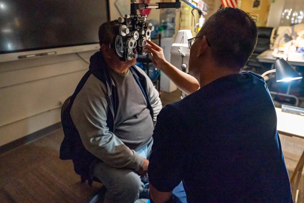 Comprehensive eye exams were provided, and glasses were even made on-site. (John Clausen/Pahrum ...