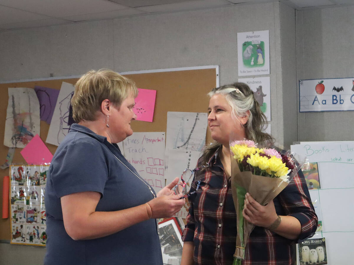 Mount Charleston Elementary preschool teacher Alison Matulich, right, has brought some major pr ...