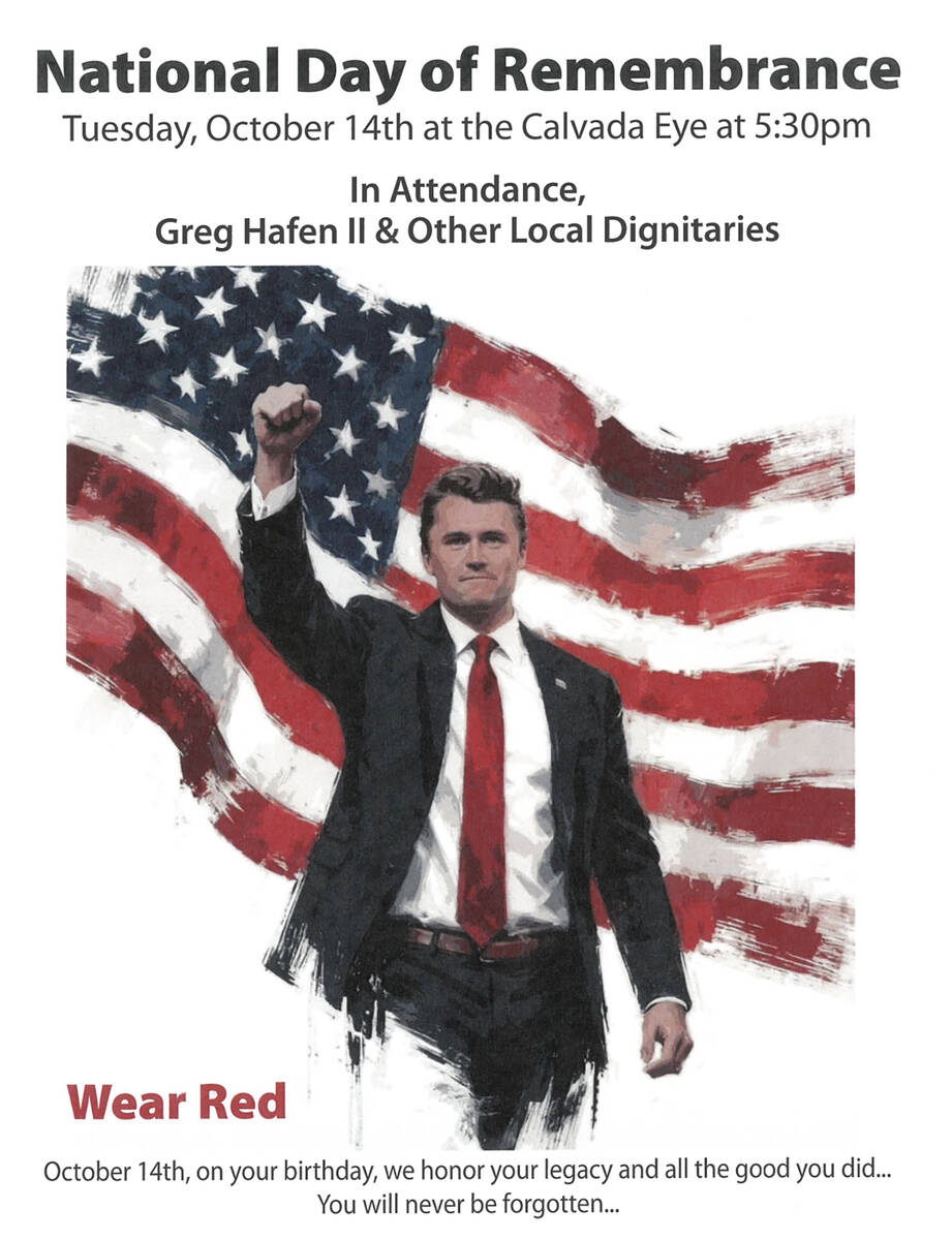 The event will be held at the Calvada Eye park at 5:30 p.m. as part of a National Day of Rememb ...