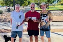 Nevada State Horseshoe Pitching Association pitchers Don Brown (left), Jim Magda (middle) and S ...