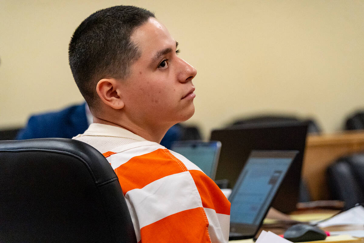 During the hearing, suspect Anthony Aguilar sat with his attorneys Josh Tomsheck and Christophe ...