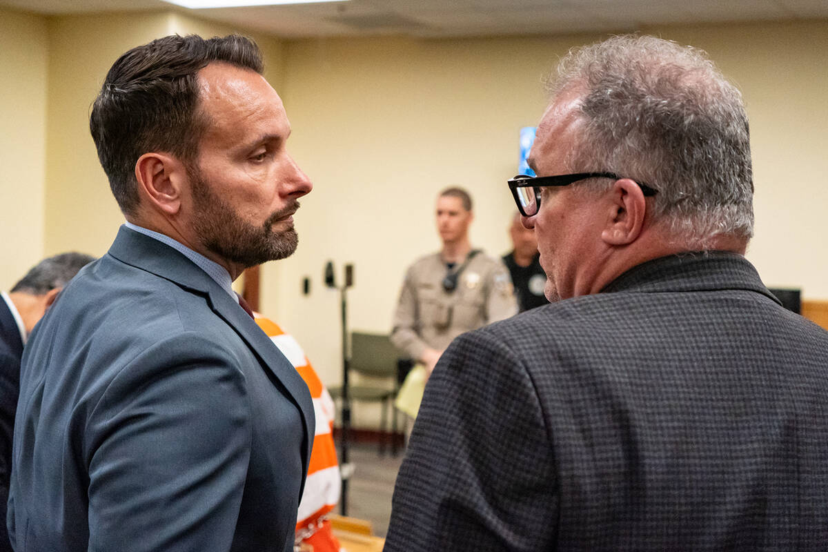 Anthony Aguilar's attorney Josh Tomsheck (left) and Deputy District Attorney Keith Brower (righ ...