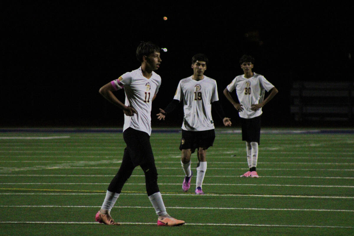 Trojans goalkeeper senior Cayden Cowley (#11) is let free out of the box for the first time thi ...