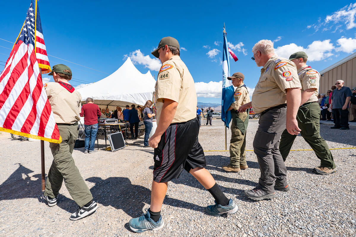 The posting of the colors was carried out by Boy Scout Troop 444. (John Clausen/Pahrump Valley ...