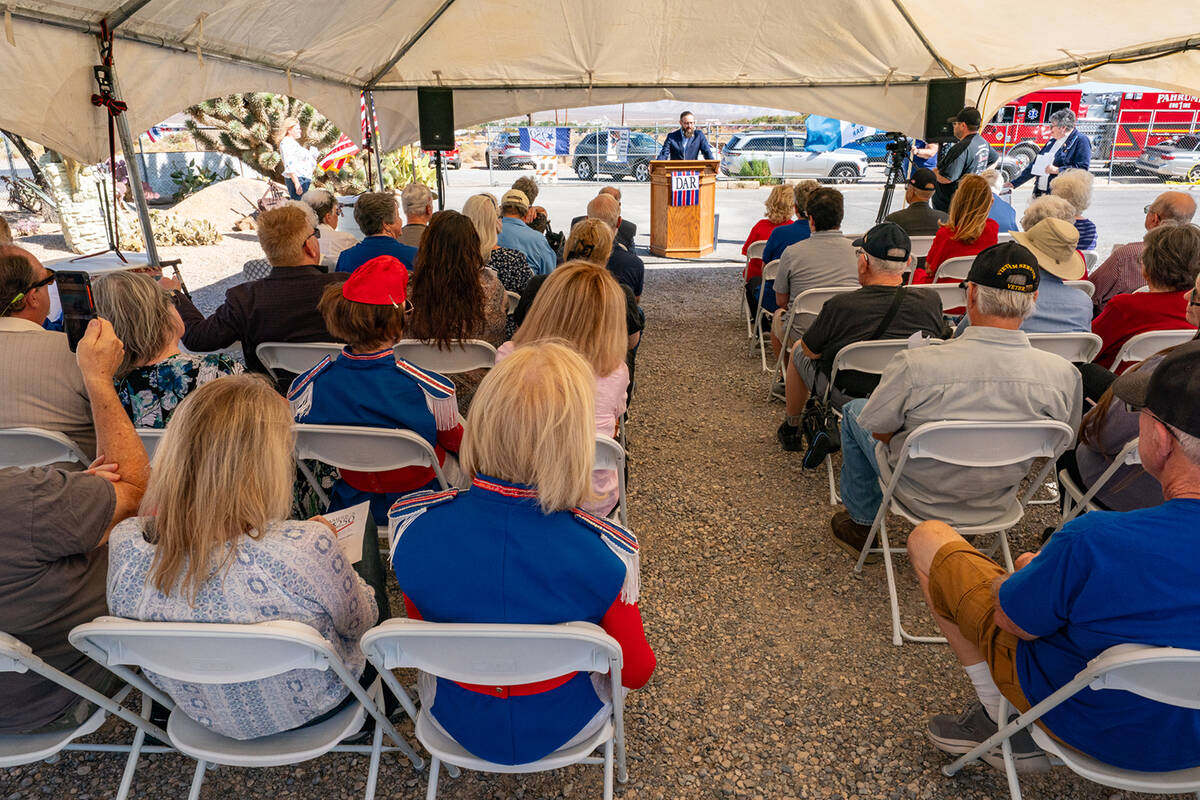 Approximately 80 people attended the the Saturday unveiling event. (John Clausen/Pahrump Valley ...