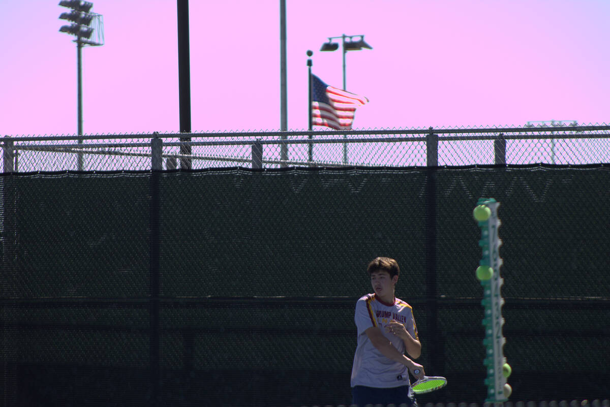 PVHS boys tennis sophomore Jayce Eichner returns the ball back over to his opponent during the ...