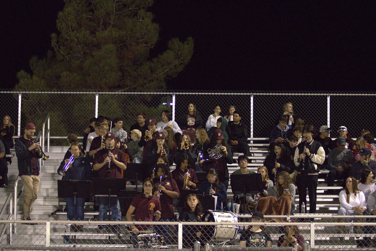 The PVHS band does an excellent job of keeping the Trojans fight song alive as Pahrump went on ...