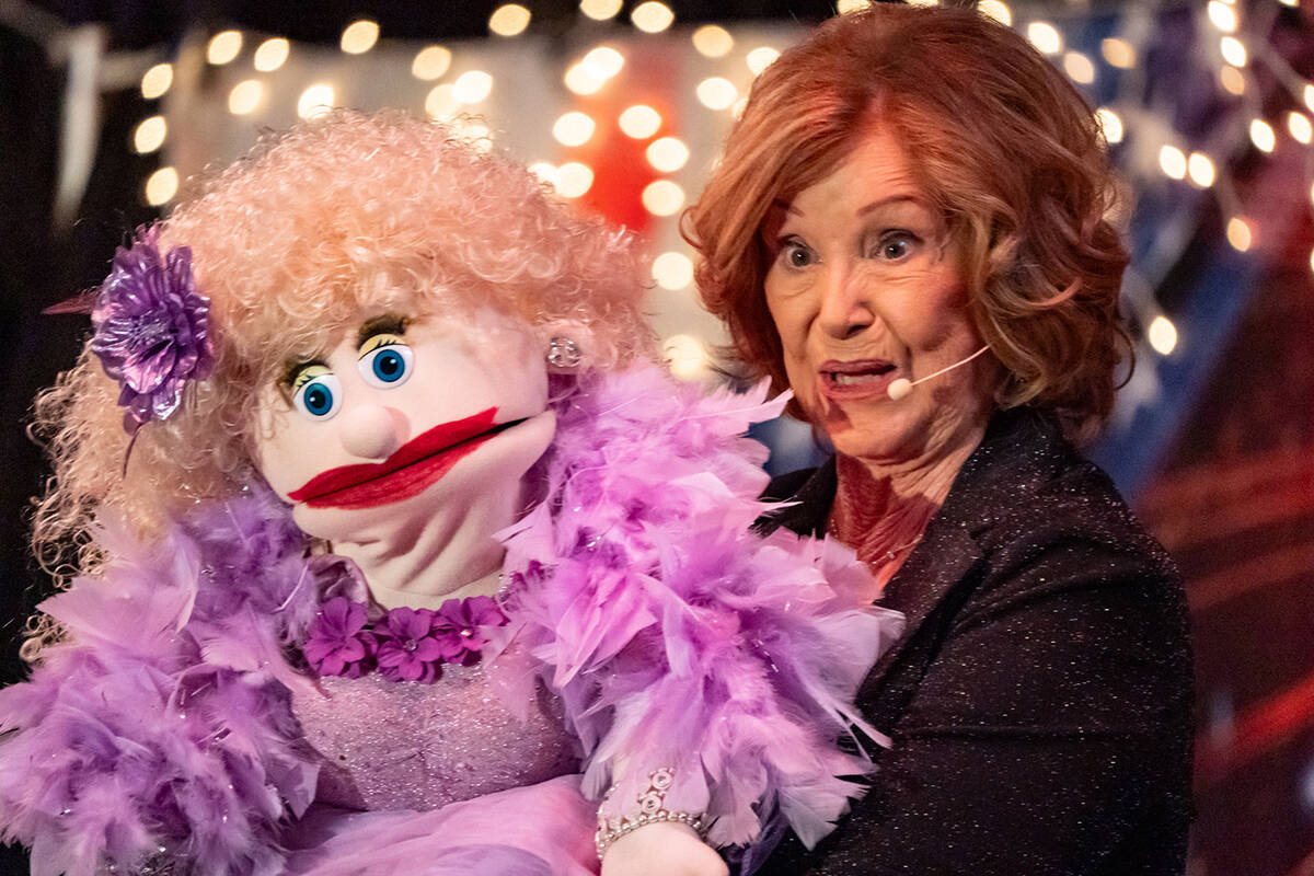 Ventriloquist Linda Groover added a humorous touch to the Nevada Silver Tappers USO Benefit Sho ...