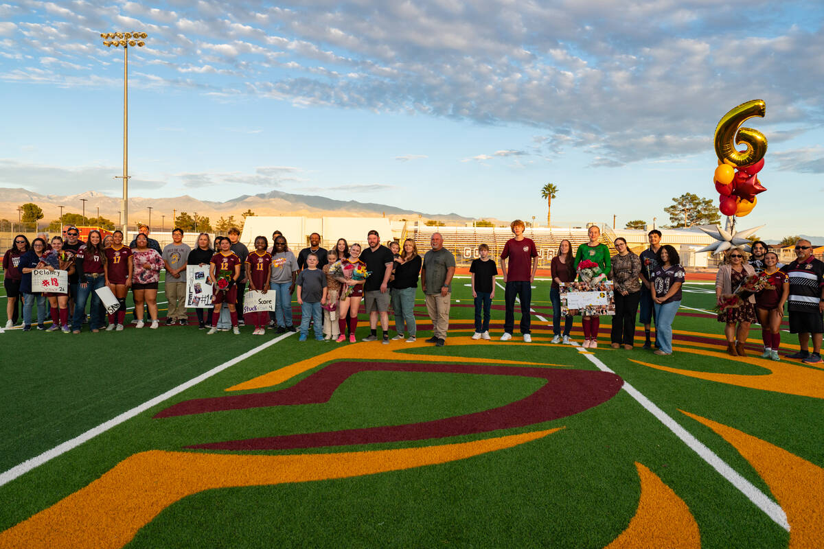 Families and their seniors are honored on the PVHS field before the start of the girls match ag ...
