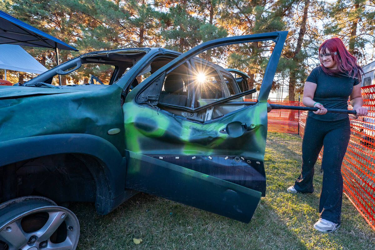 A popular Pumpkin Days activity is the always exhilarating car smash. (John Clausen/Pahrump Val ...