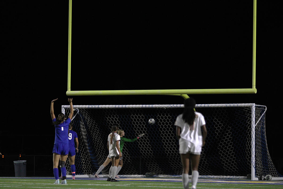 PVHS girls soccer senior goalkeeper Julieanne Briggs makes an impressive stop on a ball that de ...