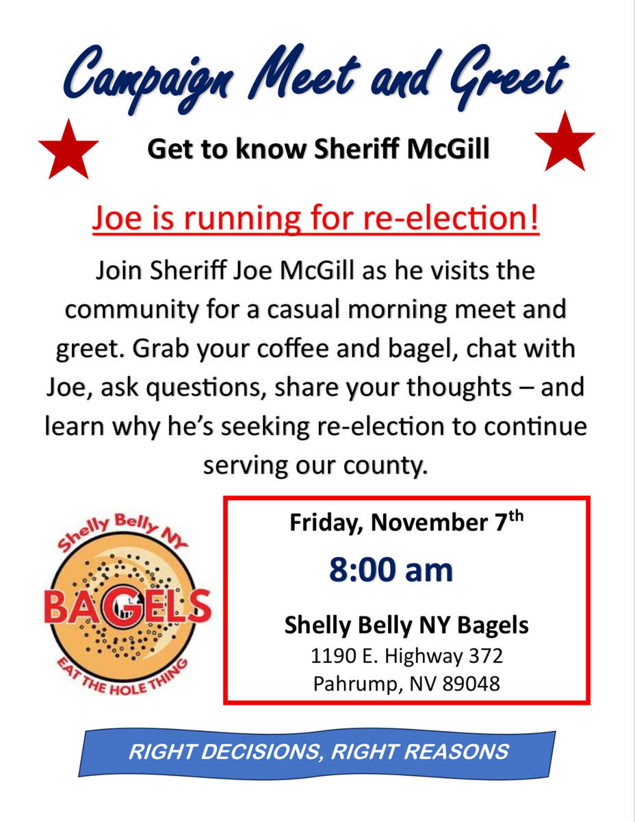 In 2022, McGill was elected as Nye County’s top law enforcement officer. He is seeking a seco ...