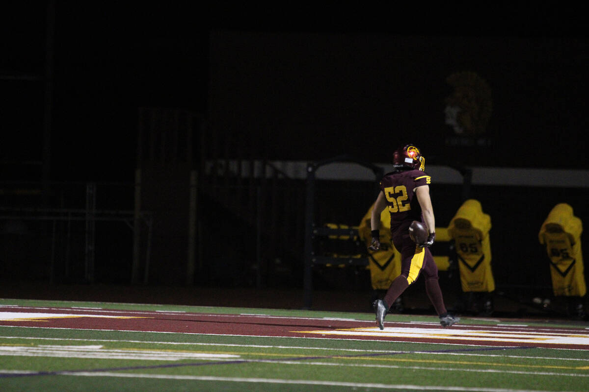 PVHS junior OG Preston Dockter rushes in the endzone untouched to cap off a Trojans 70-6 victor ...