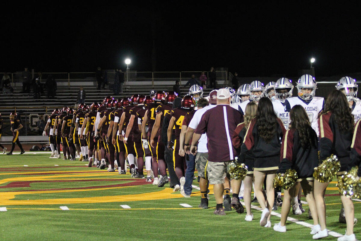 Players from The Meadows and PVHS exchange positive words after their Class 3A Southern League ...