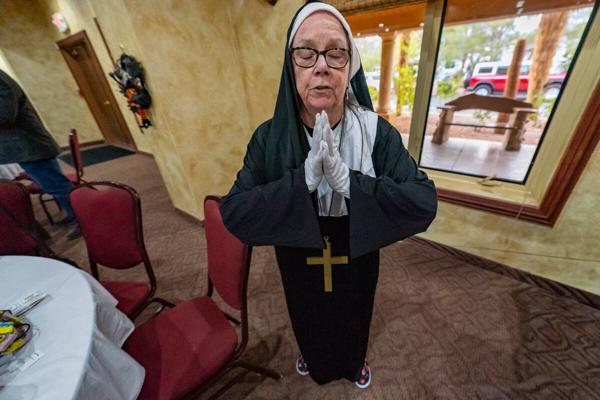 Rotarian and past winner Sharry Starbuck in her nun costume. (John Clausen/Pahrump Valley Times)