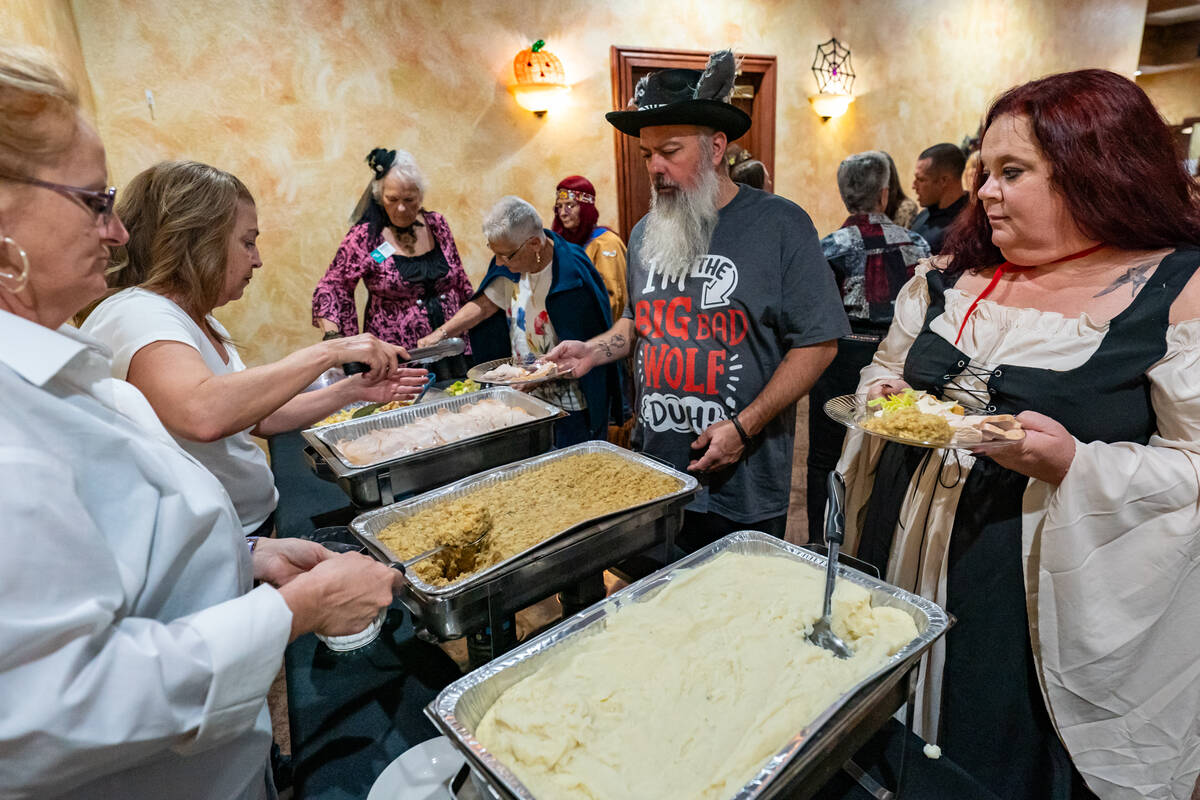 The buffet style dinner featured sliced turkey breast, dressing, mashed potatoes, veggies, cra ...