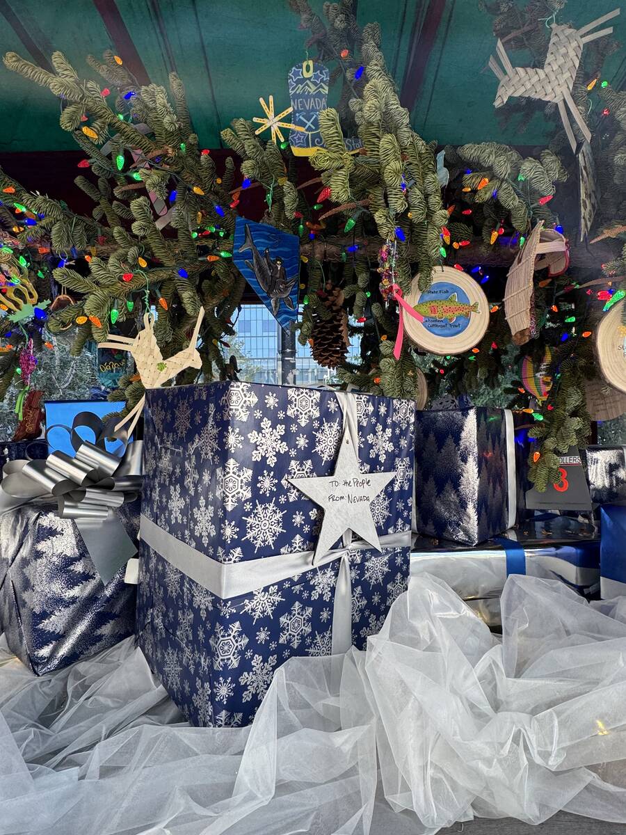 Silver Belle, decorated with lights, gifts and some of the 23,000 ornaments made over the past ...