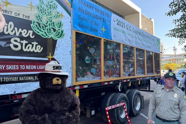 Smokey Bear and his U.S. Forest ranger friend readied for selfies with Silver Belle and a crowd ...
