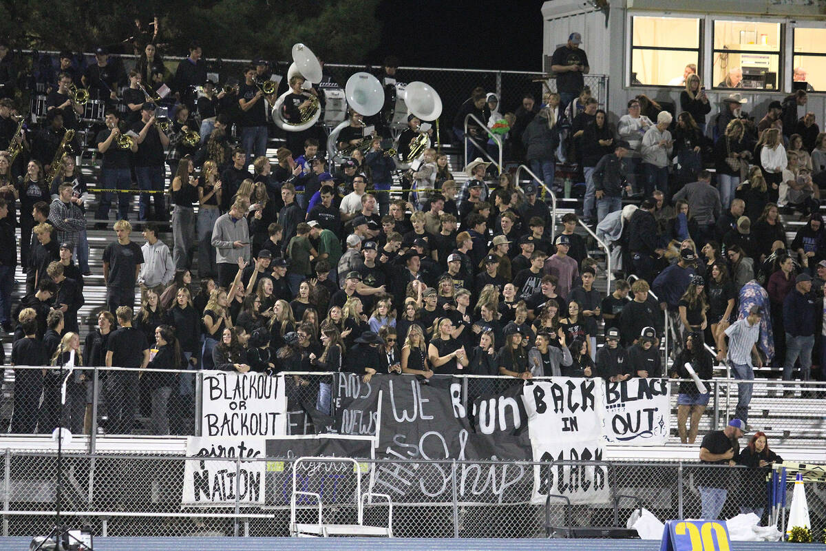 The Moapa Valley High School student section hosted a "Black Out" themed student night in suppo ...