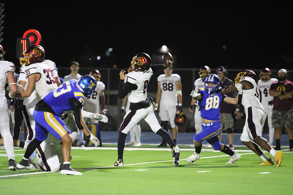 PVHS senior quarterback Kayne Horibe completed 8 of 20 pass attempts for 145 yards and two touc ...