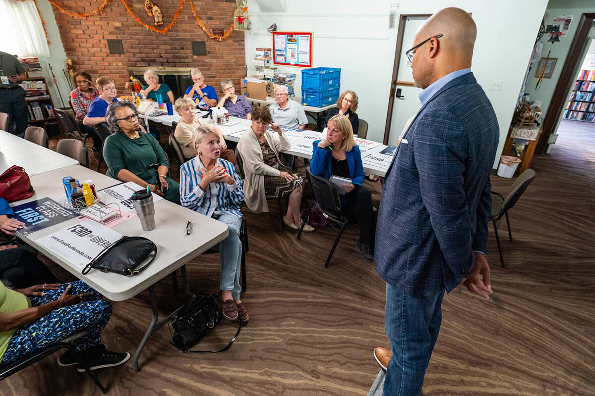 During Attorney General Aaron Ford's speech, addressing concerns around affordability in Nevada ...