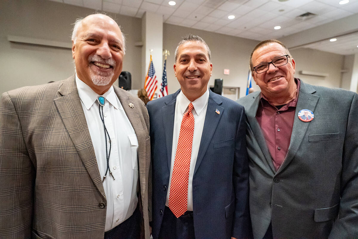 (From left to right) Lt. Gov. Stavros Anthony, Nye County District 1 Commissioner Bruce Jabbour ...