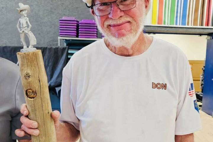 Pahrump local pitcher Don Brown brings home the first place trophy during the Southern Utah Hor ...