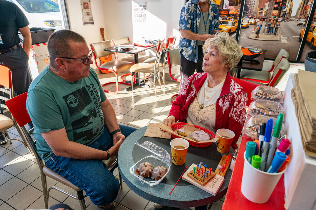 The meet-and-greet was held at the Shelly Belly NY Bagels in Pahrump. Attendees enjoyed freshly ...