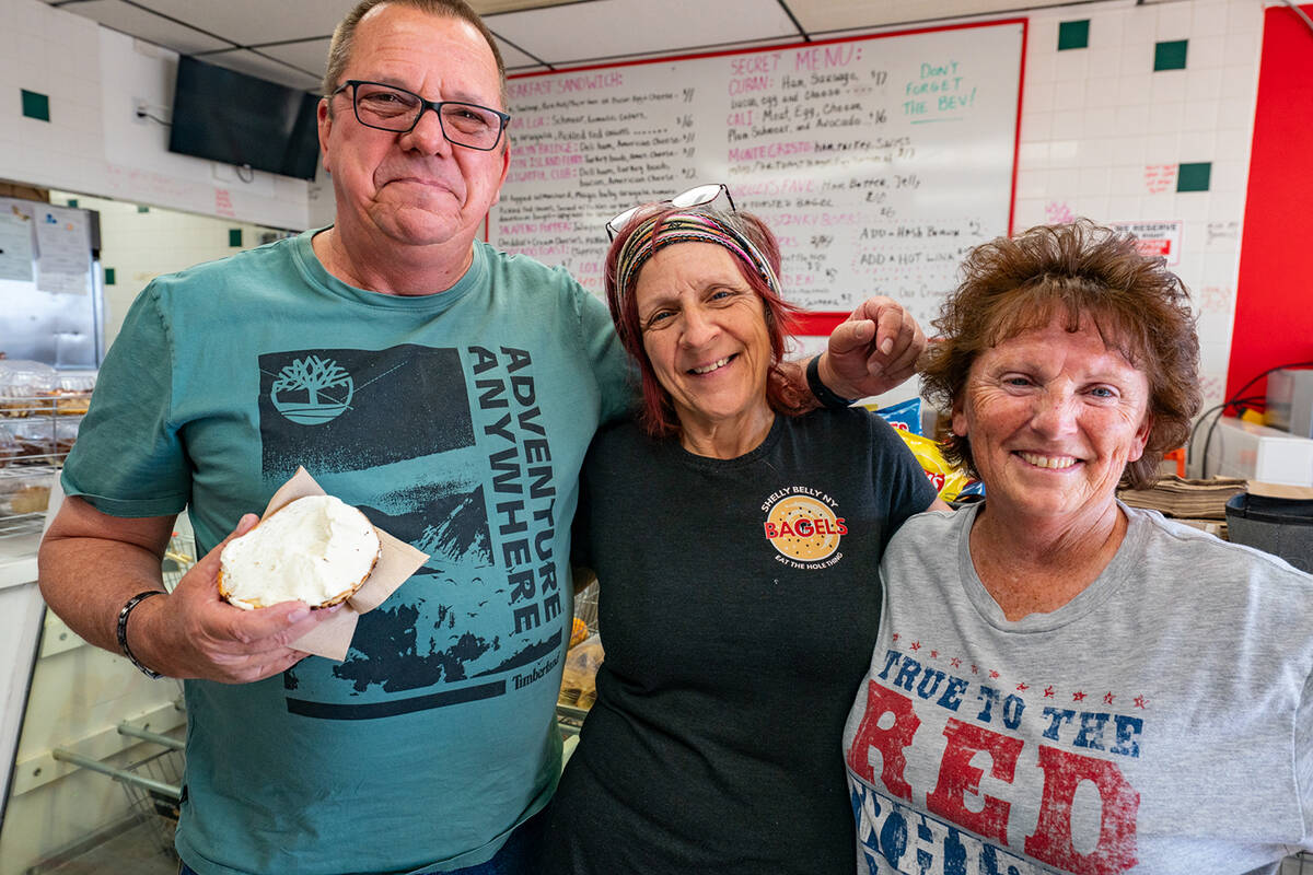 (From left to right) Nye County Sheriff Joe McGill, Shelly Belly NY Bagels owner Shelley Fisher ...