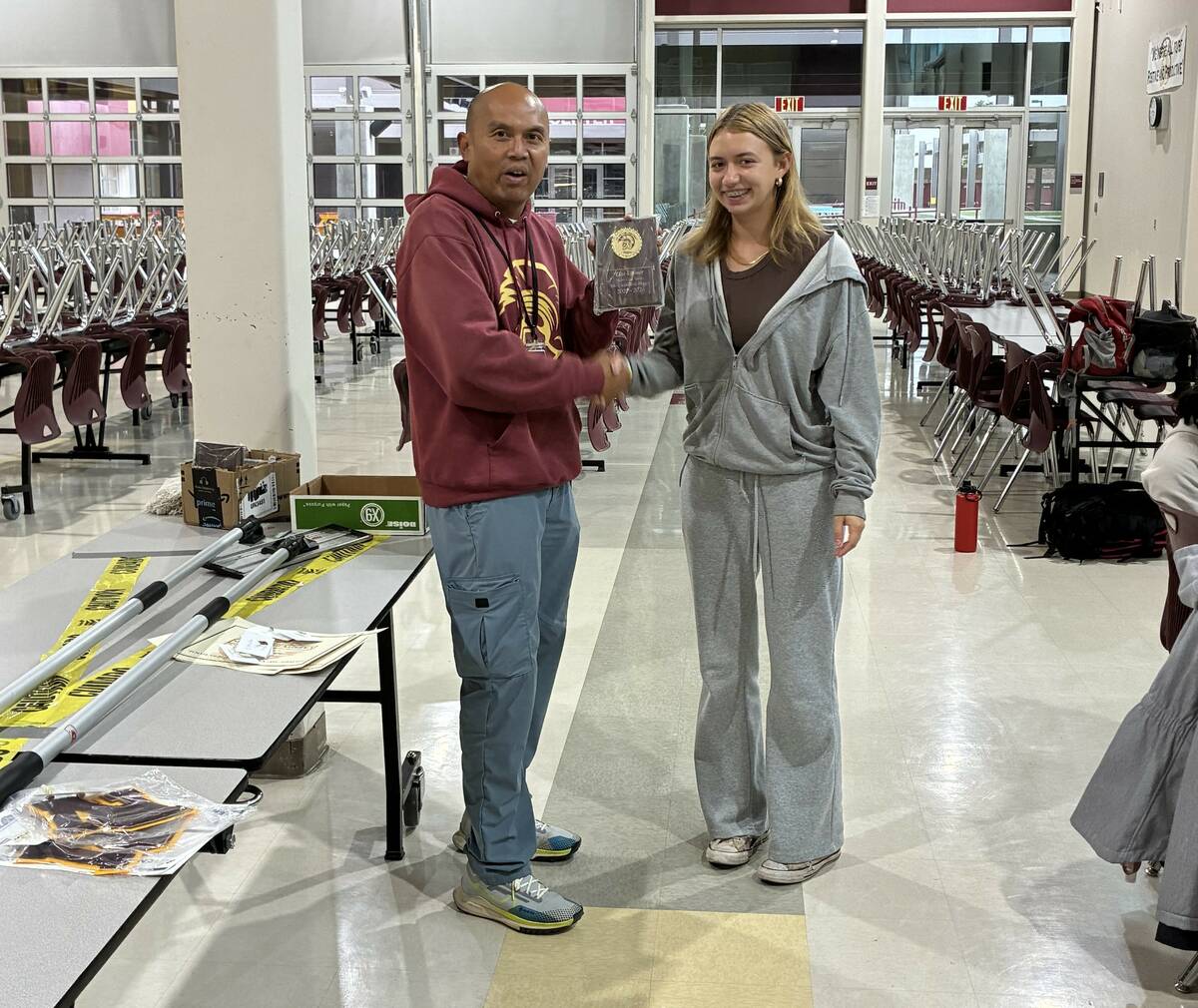 Pahrump Valley High School tennis senior Elise Eichner receives the girls most valuable player ...