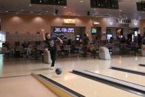 A bowler enjoys a game on the lanes at the Pahrump Nugget during the summer sessions earlier th ...