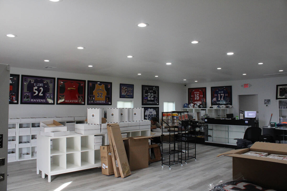 Framed autograph jerseys are available for sale at the Pahrump Sports Cards shop from legends t ...