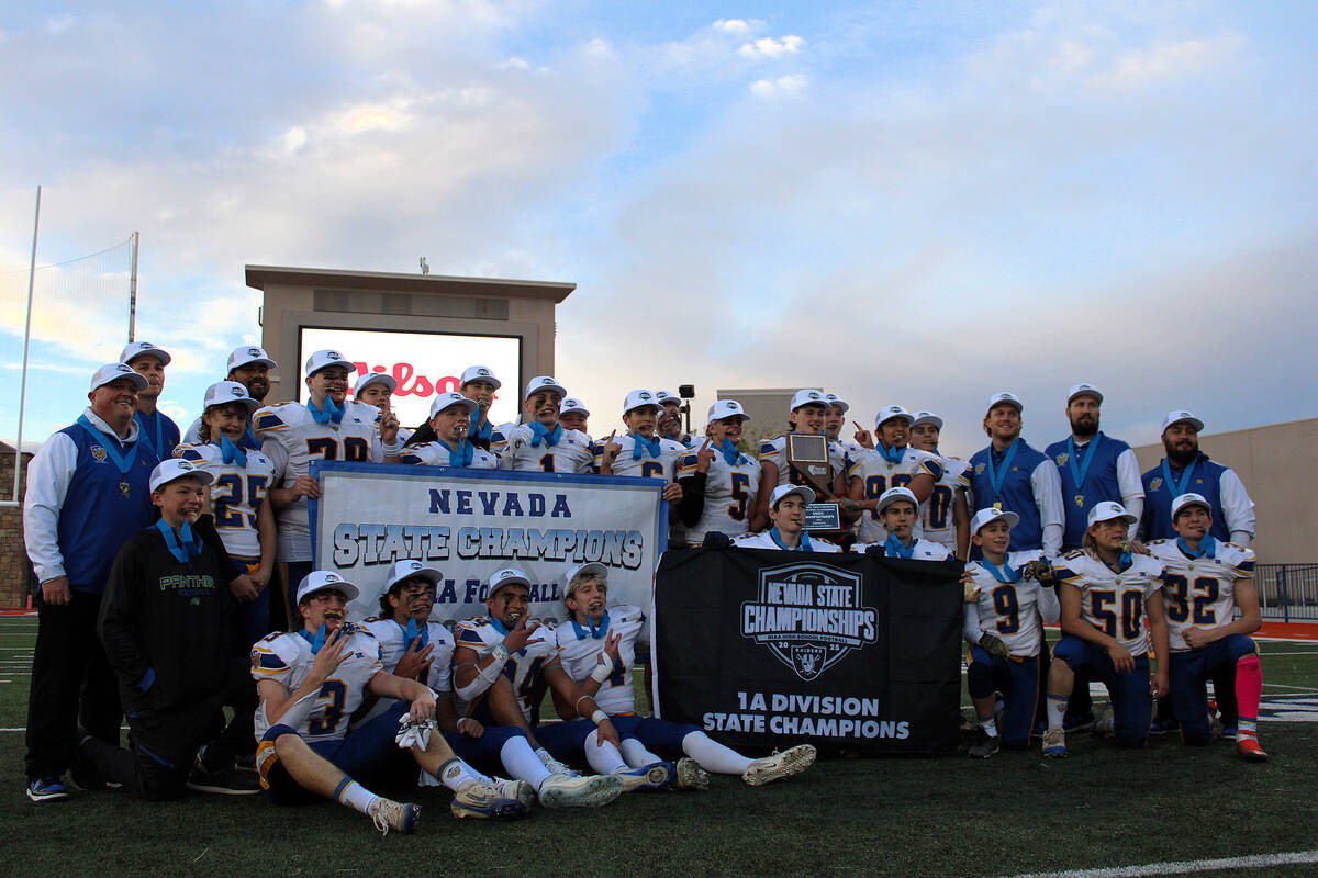 Pahranagat Valley High School celebrates their second back-to-back Class 1A state title and the ...