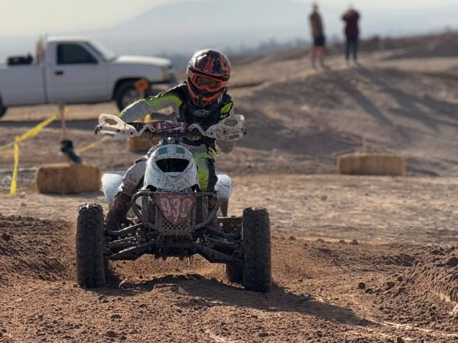 Local youth athlete Kroi Ryan rips through the track on his ATV. (Nicole Ryan/Special to the Pa ...