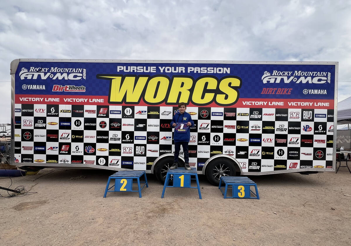 Local youth athlete Kroi Ryan stands proud at the WORCS podium following capturing first place ...