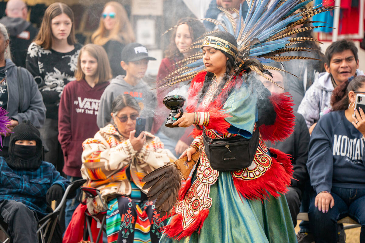 Pahrumpians and visitors to the valley watched various traditional Native American dances and p ...