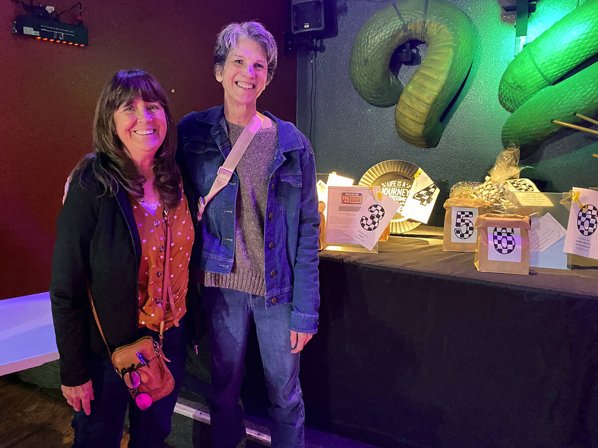 Nye County School District staffers Karen Holley and Karen Suriano-Mertz were on hand at the Bi ...
